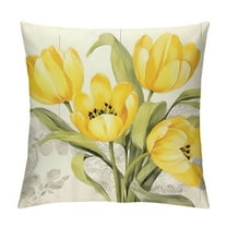 Fenyluxe Yellow Flowers Modern Farmhouse Rustic Decorative Pillow Cases with Zipper Home Decor for Car Couch Bedroom 1PC 12x12in