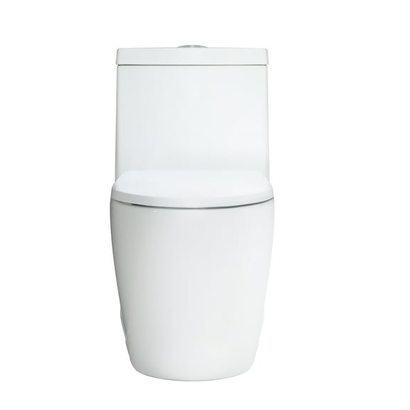 Fenzaworld 28"X14"X29-1/4" Dual Flush 1.1/1.27 GPF Water Efficient One-piece Standard-Size Toilet, integrated toilet, White