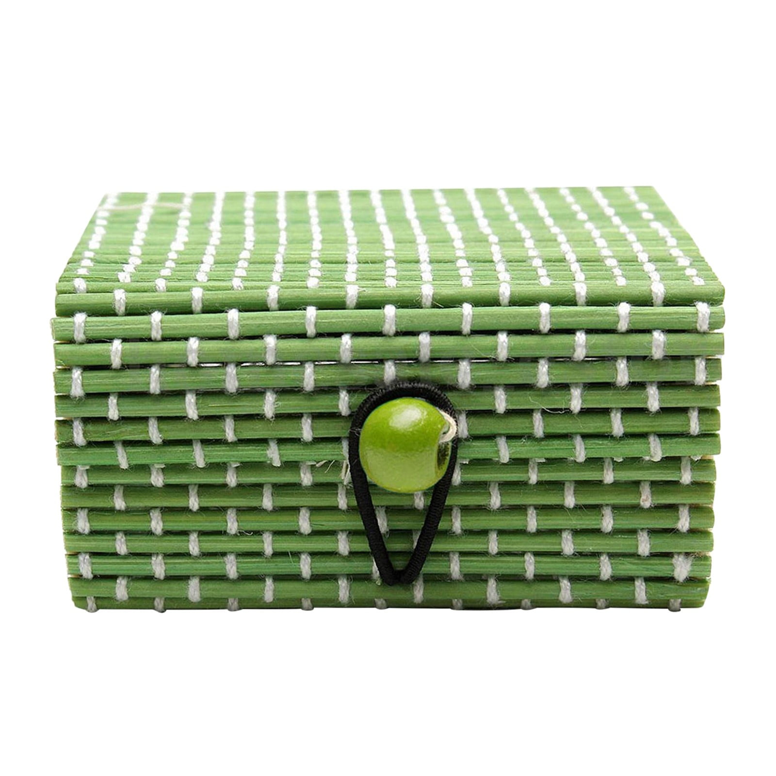 Feokm 1X Bamboo Curtain Utility Box, Ring Necklace Earrings Bamboo