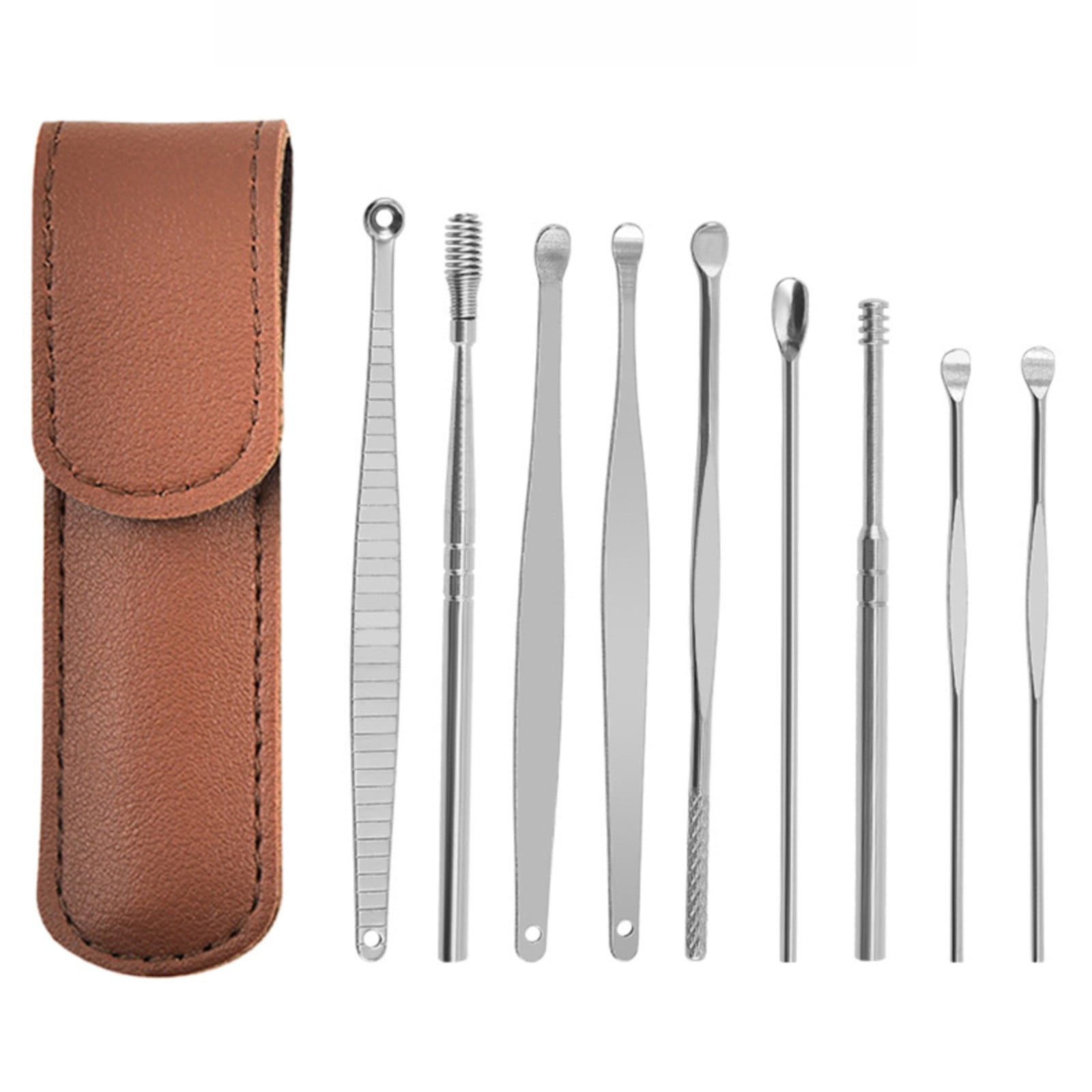 Feokm Tool Bag, 9 Piece Portable Ear Wax Removal Kit Stainless Ear