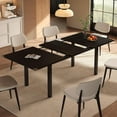 thumbnail image 1 of Honfach 63" Extendable Dining Table for 4-8, Square Wooden Dining Room Table with Metal Base, Modern Extendable Table for e for Small Kitchens, Dining Office Areas, Black, 1 of 9