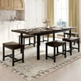 Feonase 7Piece Kitchen Table Set with 6 Stools, 63" Large Extendable