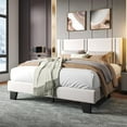 thumbnail image 1 of Honfach Full Bed Frame, Velvet Upholstered Platform Bed Frame, Solid Wood Slats & Heavy Duty Feet Support, No Box Spring Needed, Noise-Free, Easy Assembly, White, 1 of 8