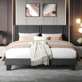 thumbnail image 1 of Honfach King Bed Frame, Velvet Upholstered Platform Bed Frame, Solid Wood Slats & Heavy Duty Feet Support, No Box Spring Needed, Noise-Free, Easy Assembly, Dark Gray, 1 of 8