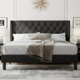 thumbnail image 1 of Feonase King Size Bed Frame with Upholstered Wingback Headboard,Button Tufted Platform Bed and Heavy Duty Wooden Slats Support,Easy Assembly, Noise-Free,No Box Spring Needed, Black, 1 of 7
