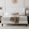 thumbnail image 1 of Feonase Queen Size Bed Frame with Upholstered Wingback Headboard, Platform Bed and Heavy Duty Wooden Slats Support, Easy Assembly, Noise-Free, No Box Spring Needed, White, 1 of 7