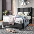 thumbnail image 1 of Honfach Twin Bed Frame, Velvet Upholstered Platform Bed Frame, Solid Wood Slats & Heavy Duty Feet Support, No Box Spring Needed, Noise-Free, Easy Assembly, Dark Gray, 1 of 8