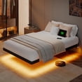 thumbnail image 1 of Honfach Twin Size Floating Bed Frame with Led Lights and Charging Station, Metal Bed Frame with Heavy Duty Steel Slats Supports,Black, 1 of 9
