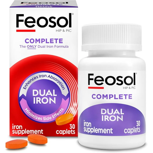 Feosol Complete Dual Iron Supplement, Energy & Immune System Support, 30 Count