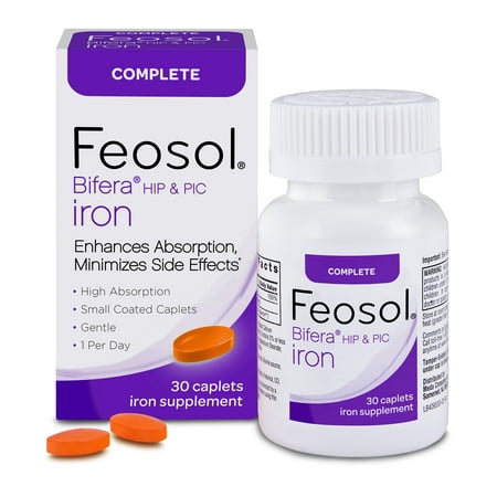 Feosol Complete with Bifera Iron Mineral Supplement Caplets, 30 Ct