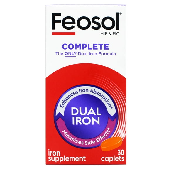 Feosol Complete Iron Supplement Caplets, for Energy and Immune System Support, 30 Count