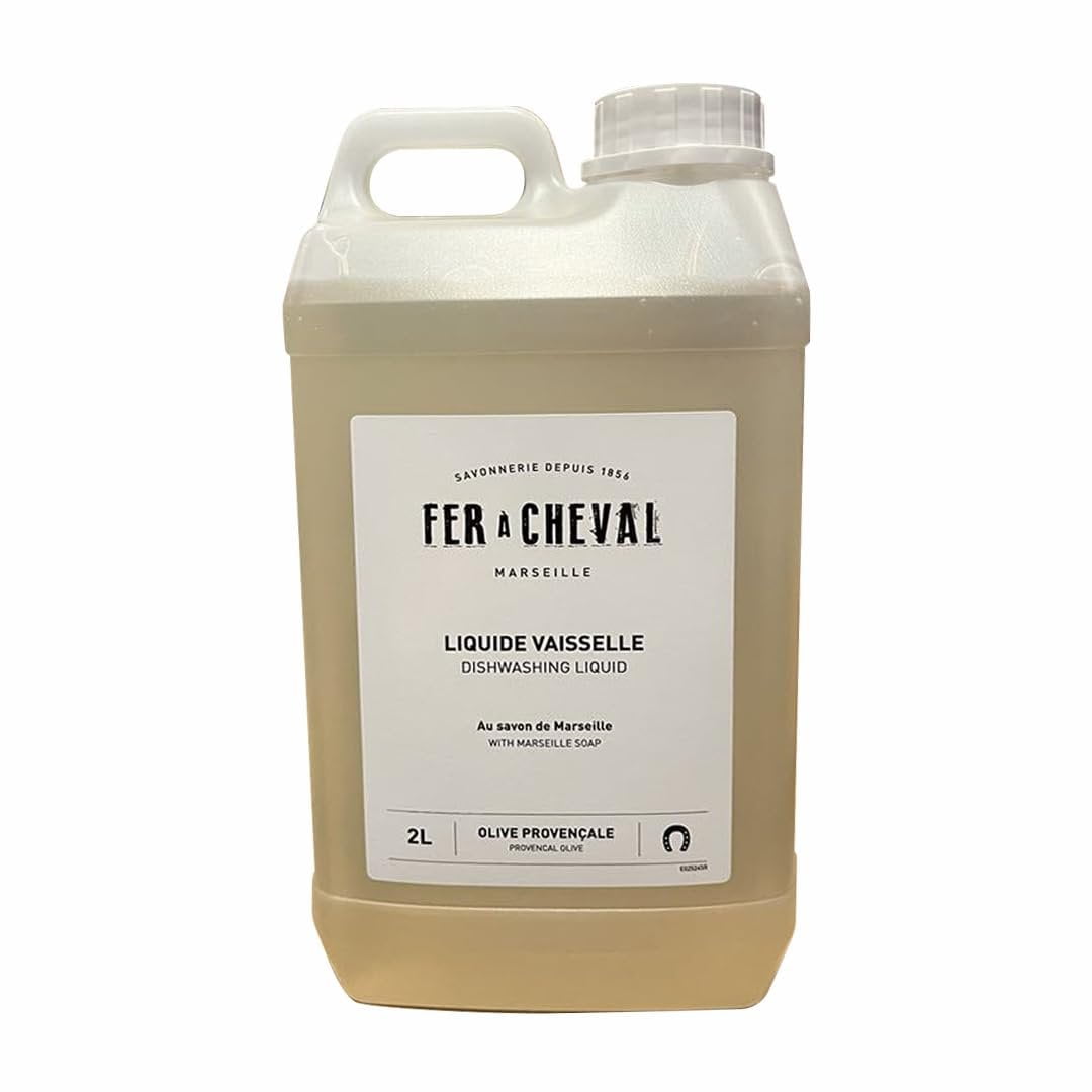 Fer à Cheval Dishwashing Liquid Refill 2L – Marseille Soap-Based Formula with 99% Natural Ingredients, Made in France