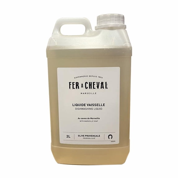 Fer à Cheval Dishwashing Liquid Refill 2L – Marseille Soap-Based Formula with 99% Natural Ingredients, Made in France