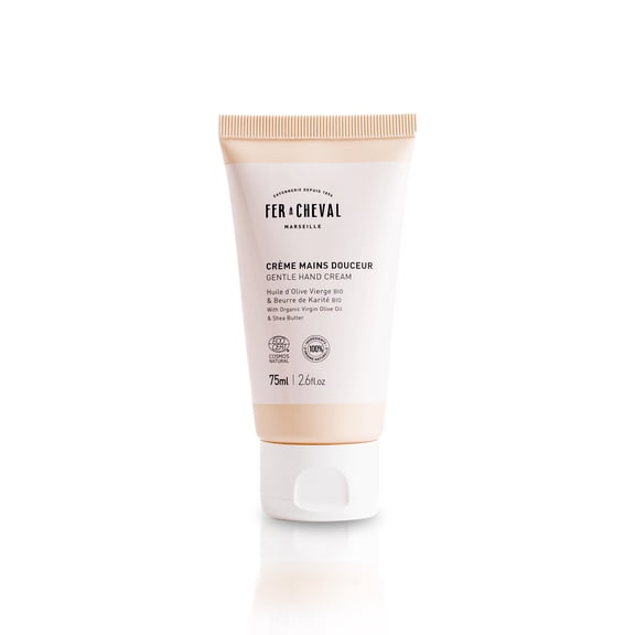 Fer Cheval Gentle Hand Cream 75ml/2.54 fl oz - Organic Olive Oil & Shea Butter, Quick Absorb, Non-Greasy, Natural French Skincare