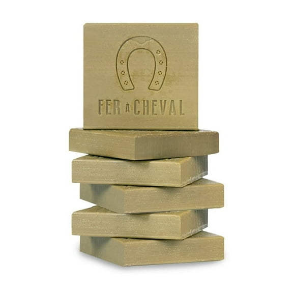 Fer à Cheval Pure Olive Toilet Marseille Soap Bar - Authentic Savon De Marseille, Natural and Hypoallergenic French Olive Oil Soap (6x65g/2.29oz)