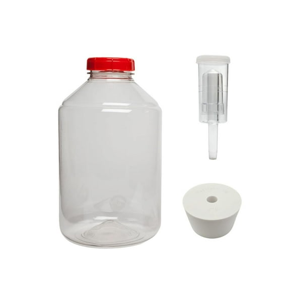FerMonster B07BQ7JTDJ 3G Wide Mouth Plastic Carboy with #10 Drilled Bung and 3-Piece Airlock, 1G, Multicolor