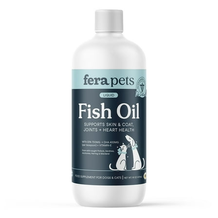 Fera Pets Omega-3 Fish Oil for Dogs & Cats - With EPA, DHA & Vitamin E - Joint, Heart, & Skin Health - 16 oz