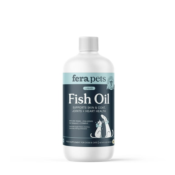 Fera Pets Omega-3 Fish Oil for Dogs & Cats - With EPA, DHA & Vitamin E - Joint, Heart, & Skin Health - 8 oz