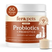 Fera Pets Dog & Cat Probiotics Powder with Prebiotics - USDA Organic - Gut Health Support - 60 Scoops