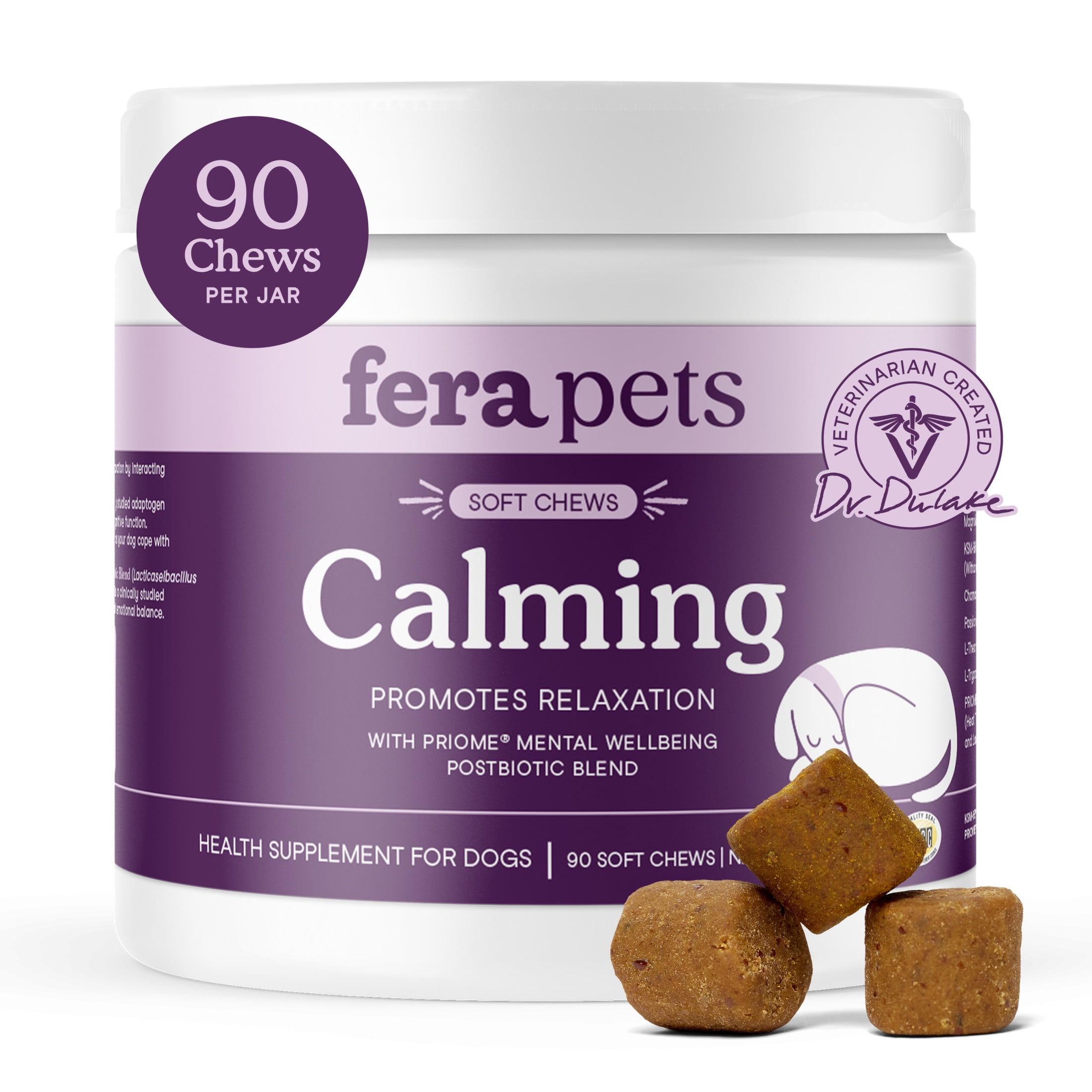 Fera Pets Calming Chews for Dogs - With Ashwagandha & L-Theanine - Promotes Relaxation - 90 Soft Chews