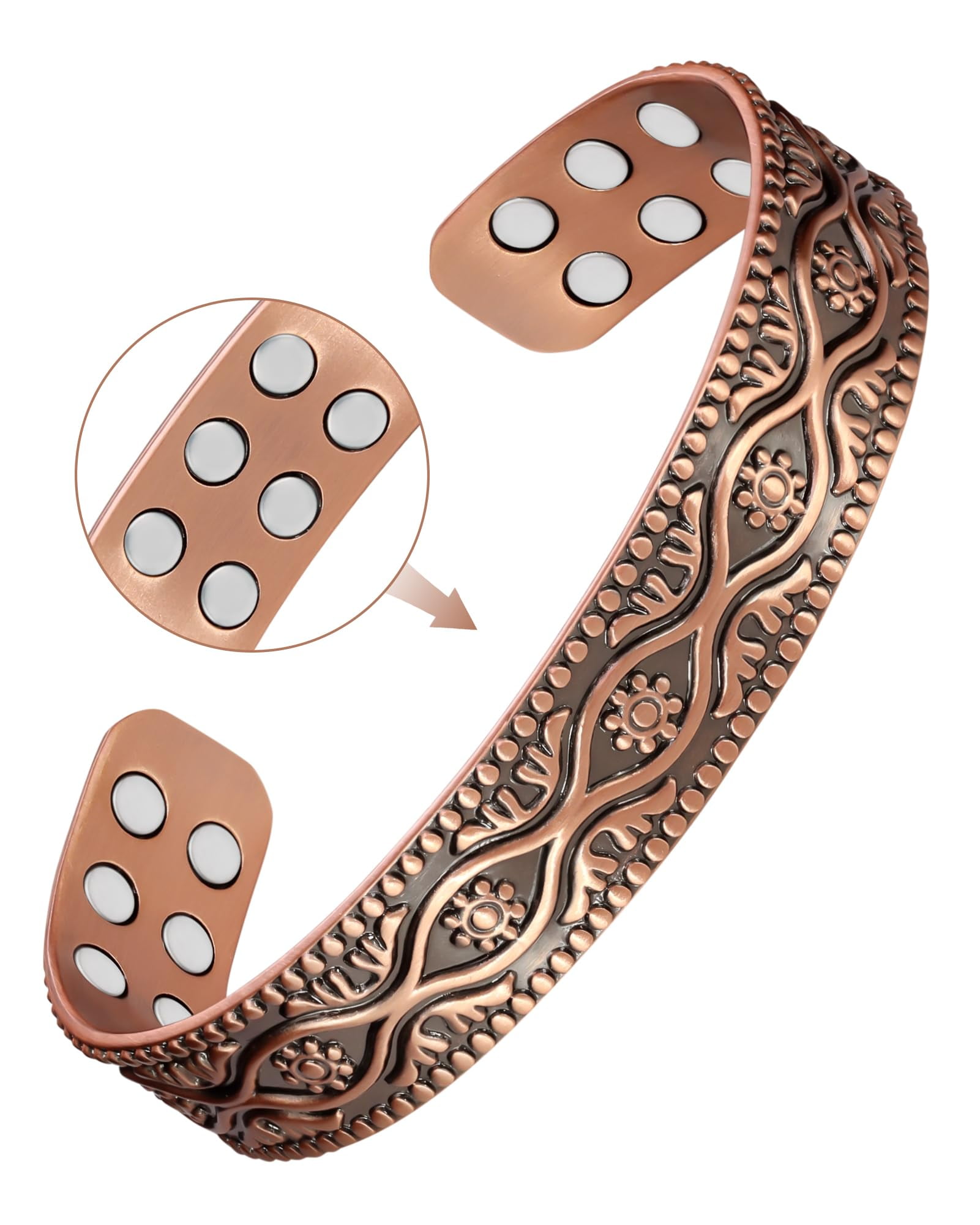 Feraco Pure Copper Bracelet for Men, 18X Ultra Strength Magnetic