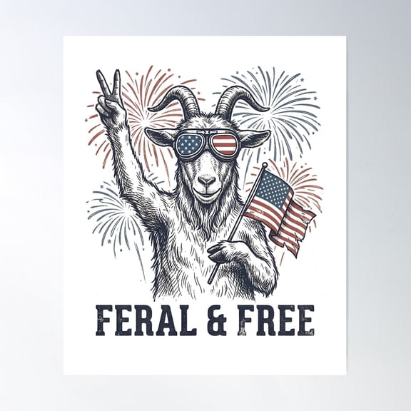 Feral And Free Goat Independence Day Gear Unframed Paper Print