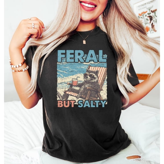 Feral But Salty Shirt, Summer Shirt, Girls Trip Tee, Salty Beach Shirt, Graphic Tee, Pool Day Shirt, Summer Tee TSHIRT All Size S-5XL