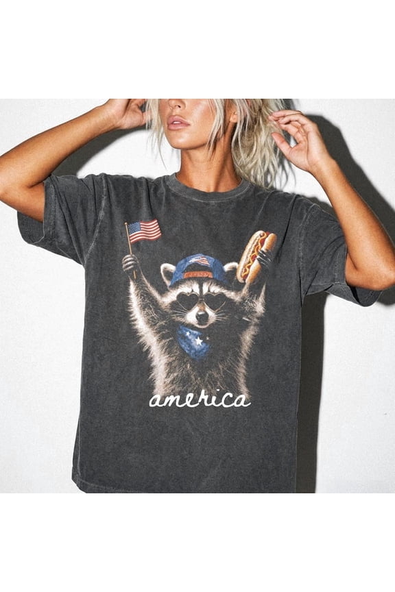 Feral & Free Racoon Shirt, 4th of July Shirt, USA Independence Day Shirt, Funny Raccoon Tee, Patriotic Shirt, July 4th Gift