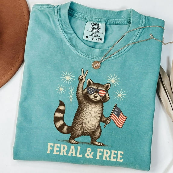 Feral & Free Shirt, Funny 4Th Of July Shirt, American Feral Girl Summer Shirt, Patriotic Independence Day Gift Unisex S-5XL Hot Trending Shirt, Vintage Birthday Gift
