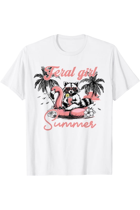 Feral Girl Funny Meme Raccoon Summer Vacation Hawaii Beach T-Shirt, Birthday Gift