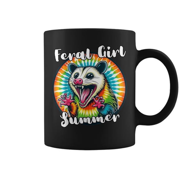 Feral Girl Summer Possum Tie Dye Opposum Meme Coffee Mugs