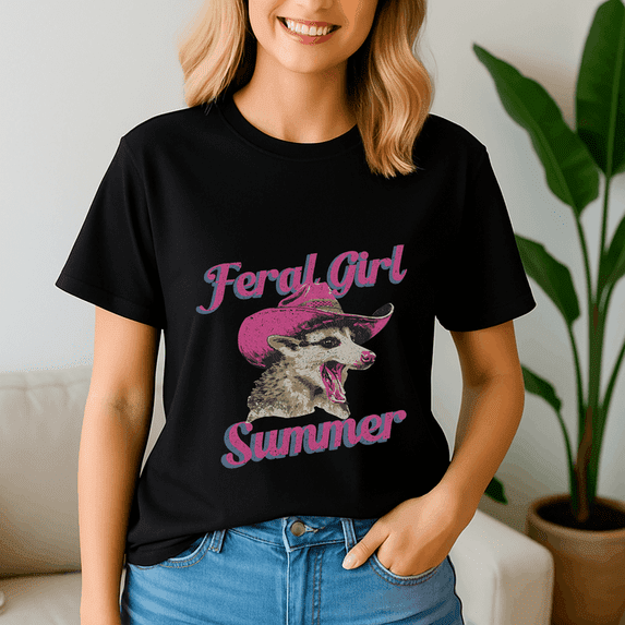 Feral Girl Summer Shirt, Vacation Family TShirt, Girl Summer Tee,Beach Vacation Shirt, Funny Raccoon Tee, Summer Vibes Shirts, Feral Girl Tshirts,Raccoon Vacation, Meme Raccoon