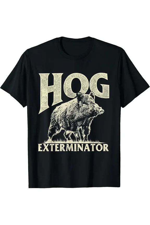 Feral Hog Wild Boar Graphic for Men Hunting Short Sleeve Cotton T-Shirt