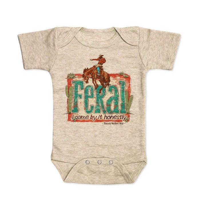 Feral, I Come By It Honestly - Infant Western One Piece Romper Short Sleeve