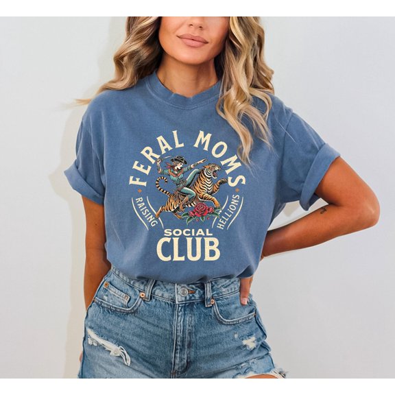 Feral Moms Social Club Shirt, Graphic Tee, Feral Mom Gift, Somebodys Feral Wife, Mom Life