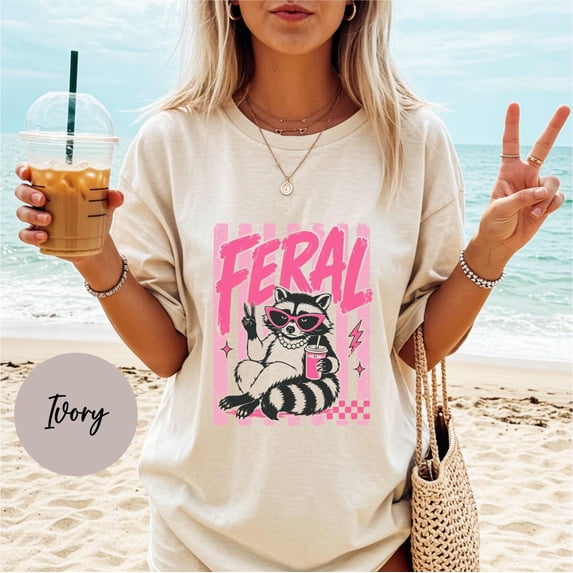 Graphic Raccon Feral Raccoon Summer T-Shirt Funny Beach Raccoon Shirt Salty Summer ...