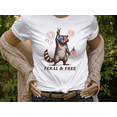 thumbnail image 1 of Feral and Free Raccoon Shirt Funny 4th of July Tshirt American Meme Summer Tee, 1 of 4