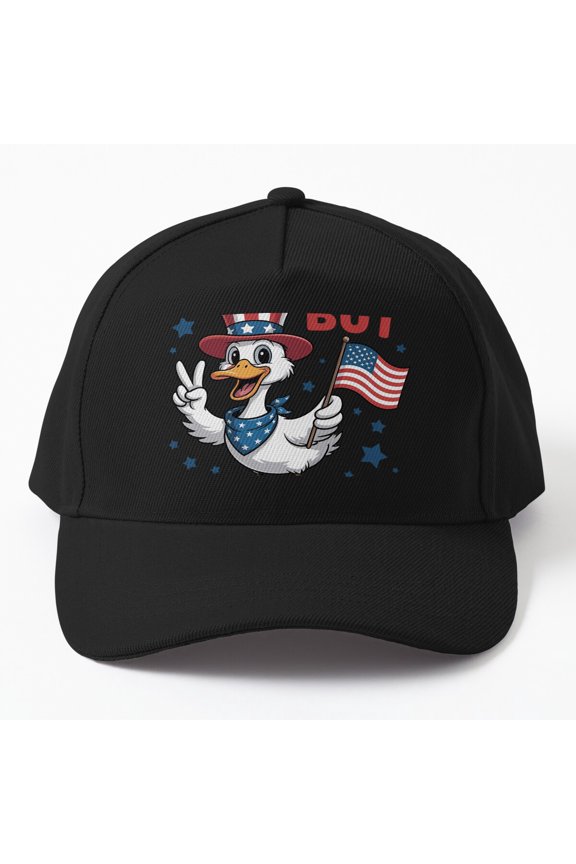 Feral but Free Goose Baseball Cap, Fourth of July Bird Celebration Design Hat