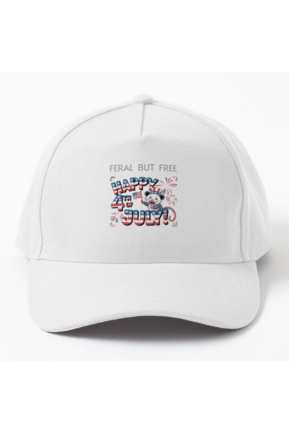 Feral but Free Possum Baseball Cap, Fourth of July Wild Animal Graphic Design, Classic Hat