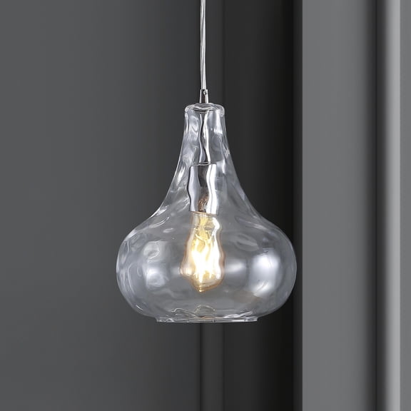 JONATHAN Y Ferano 9" Adjustable Metal/Glass LED Pendant, Chrome