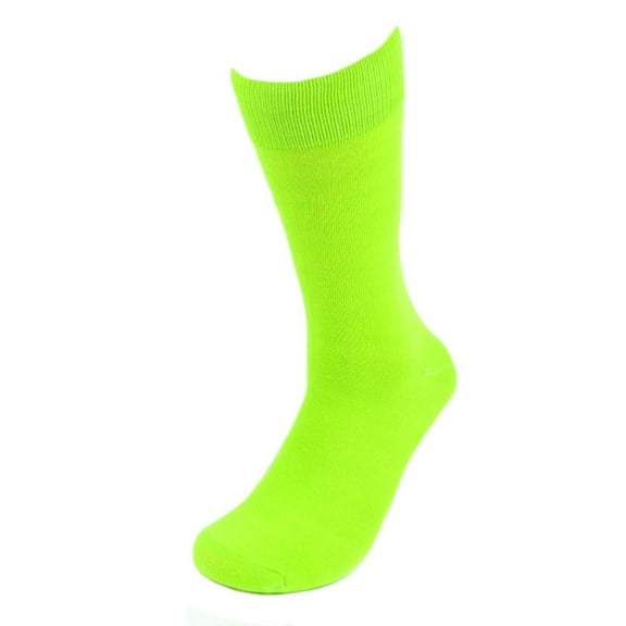 Feraricci Solid Color Polyester Socks for Men, Casual and Formal Attire Lime Mid Rise Men’s Crew Socks - Lime