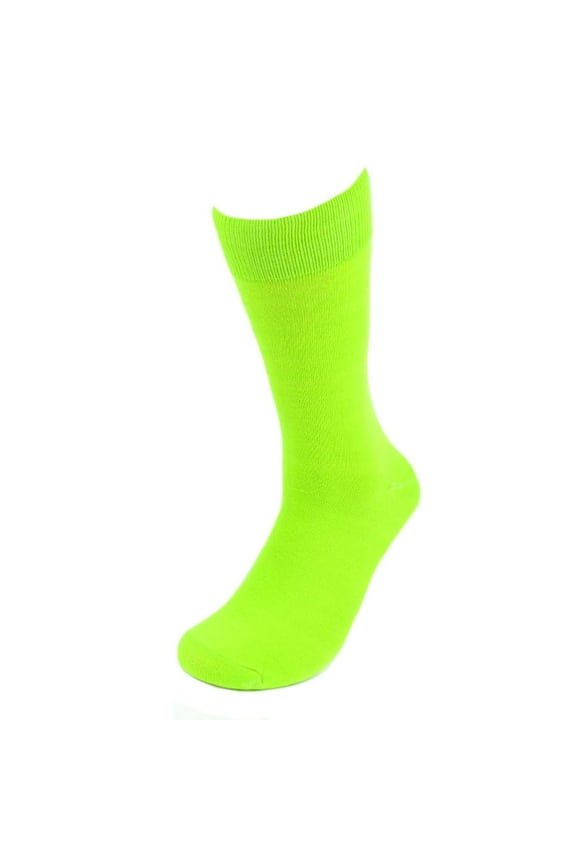 Solid Color Polyester Socks for Men, Casual and Formal Attire Lime Mid Rise Men’s Crew Socks - Lime