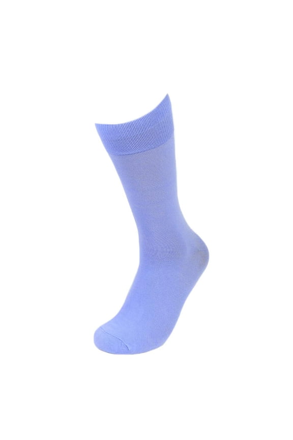 Solid Color Polyester Socks for Men, Casual and Formal Attire Mid Rise Men’s Crew Socks - French Blue