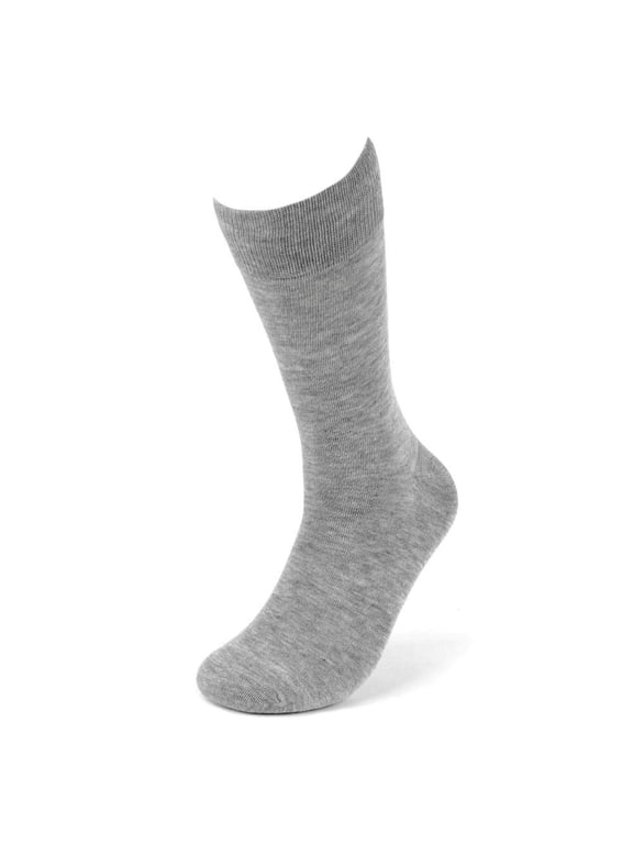 Solid Color Polyester Socks for Men, Casual and Formal Attire Mid Rise Men’s Crew Socks - Gray
