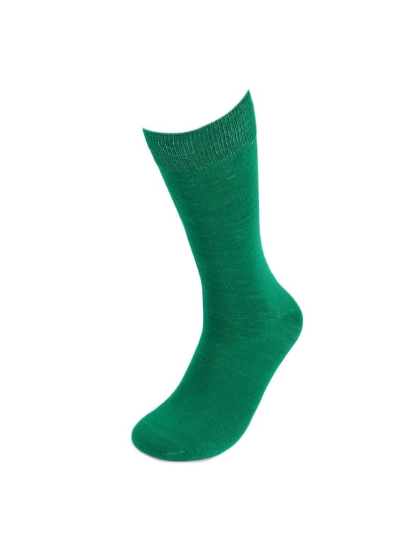 Solid Color Polyester Socks for Men, Casual and Formal Attire Mid Rise Men’s Crew Socks - Green