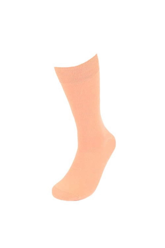 Solid Color Polyester Socks for Men, Casual and Formal Attire Mid Rise Men?s Crew Socks - Peach