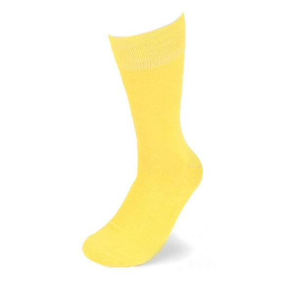 Feraricci Solid Color Polyester Socks for Men, Casual and Formal Attire Mid Rise Men’s Crew Socks - Yellow