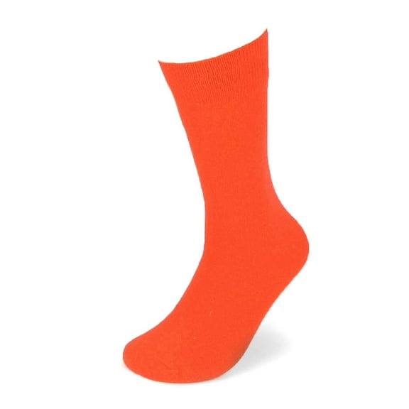 Feraricci Solid Color Polyester Socks for Men, Casual and Formal Attire Orange Rise Men’s Crew Socks - Orange