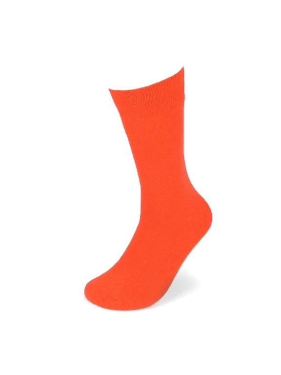 Solid Color Polyester Socks for Men, Casual and Formal Attire Orange Rise Men’s Crew Socks - Orange