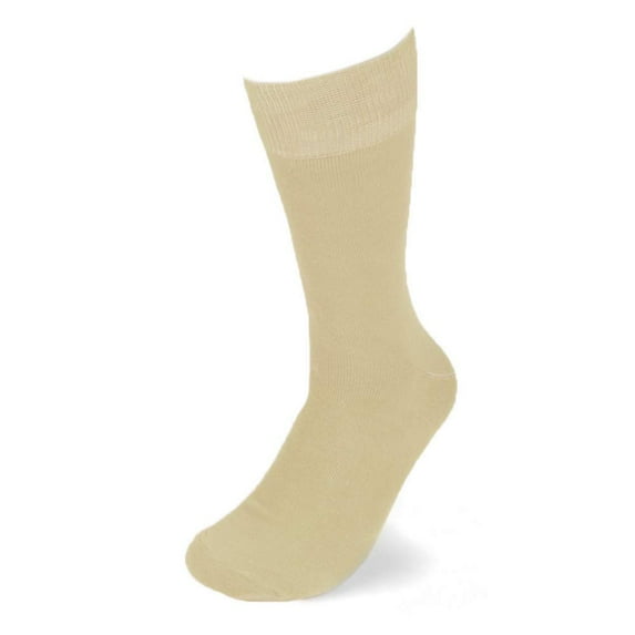 Feraricci Solid Color Polyester Socks for Men, Casual and Formal Attire Tan Rise Men’s Crew Socks - Tan